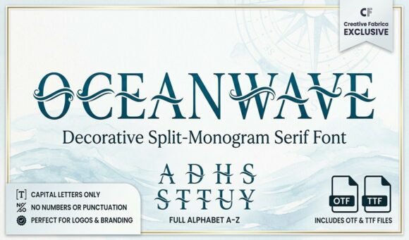 Ocean Wave Monogram: A Serif Font for Elegant Branding